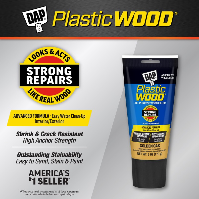 DAP 582 Series 00582 6oz Gold Latex Plastic Wood, 6