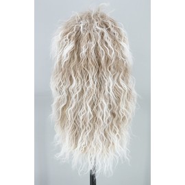 Topcosplay 80s Mullet Wig for Men and Women Rock Disco Wigs Long Curly Brown Gradient White