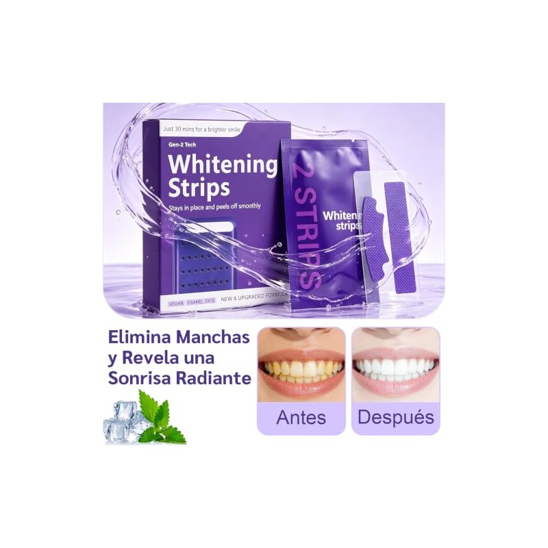 Purple Teeth Whitening Strips, Kit Tiras Blanqueadoras Dentales 14 Pares