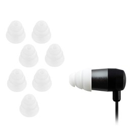 Xcessor (M) 4 pairs (8 Pieces) of Triple Flange Conical Replacement In Ear Earphone Medium Size Earbuds Replacement Ear Tips for Popular In-Ear Headphones. White