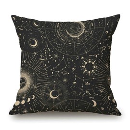 Solekla Throw Pillow Case Alchemy Moon Phases Cotton Linen Square Cushion Cover Standard Pillowcase for Men Women Kids Home Decorative Sofa Armchair Bedroom Livingroom 18 x 18 inch