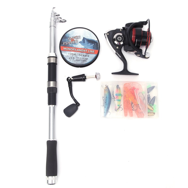Portable Fishing Pole Set Telescopic Fishing Rod Reel Combos Kit