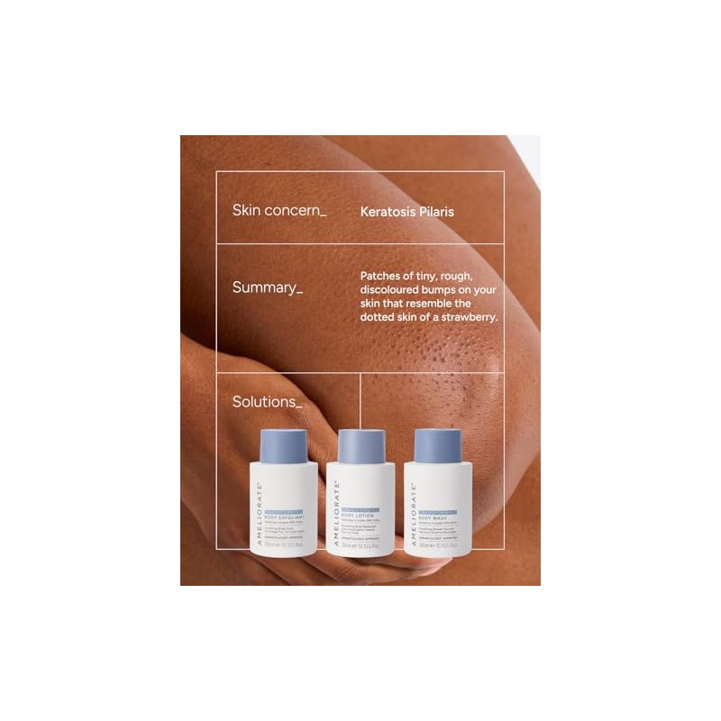 AMELIORATE Transforming Body Exfoliant 300ml for Keratosis Pilaris (KP), Bumpy