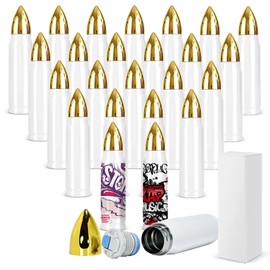 FECBK 25 Pack Sublimation Water Bottle Blanks 17 oz Sublimation Bullet Tumbler Double Wall Stainless Steel Water Bottle Thermos Flask for Outdoor Travel Sports, Individually Box, White, Diy Gift