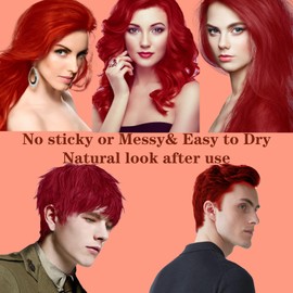 HaiolorPro Red Hair Color Wax Temporary Washable, Red Temporary Hair Colour for Kids, Temporary Hair Dye for Parties or Cosplay, Hair Coloring Products No Messy (Red)