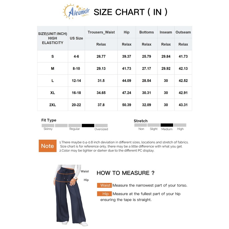 Aleumdr Wide Leg Sweatpants for Women Elastic High Waisted Drawstring