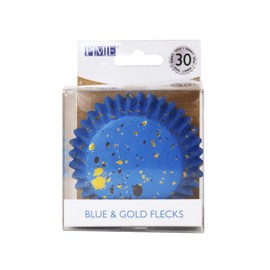 PME Cupcake Cases Foil Lined, Blue & Gold Flecks Pk/30