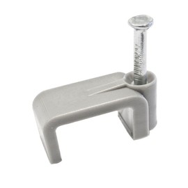 Flat Grey Plastic Cable Clips & Fixing Nail for Twin & Earth Size 16 mm - 20 Clips