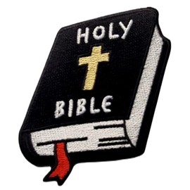 Holy Bible Patch (3.5 Inch) Iron-on or Sew-on Badge Catholic Church Religious Text Book Symbol Christian Emblem Jesus Christ Gift Patches
