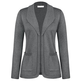 Belle Poque Women's Pullover Blazer Vintage Cardigan Pullover V Neck Scarf Lapel Collar Cardigan with Pockets, darkgray
