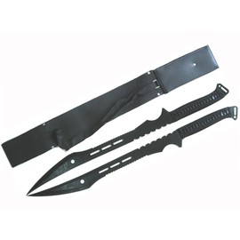 DevilFish 27" Twin Tactical Machete Set w/Nylon Sheath. 19 1/2 Blade
