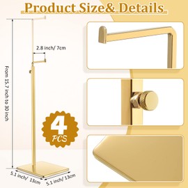 Maitys 4 Pack Purse Display Stands, Adjustable Height Handbag Display Stand Metal Bag Display Rack Handbag Stand Holder Single Hanging Hook Bag Stand for Boutique Store (Gold)