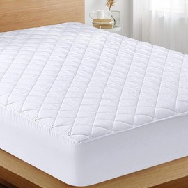 Utopia Bedding Quilted Fitted Queen Mattress Pad, Soft & Elastic Fit Mattress Protector, Stretches Deep up to 16 In, Machine Washable White - Color: Premium White, Bedding Size: TWIN