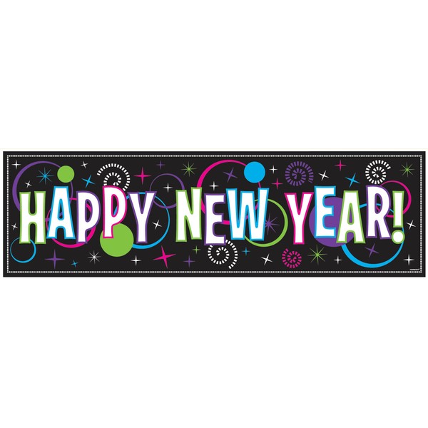 5' New Year's Giant Metallic Banner Party Accessory