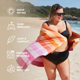 Dock & Bay Beach Towel - Quick Dry, Sand Free - Compact, Lightweight - 100% Recycled - Includes Bag - Summer - Miami Sorbet, Large (160x90cm, 63x35)