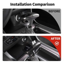 JWWY Gear Shift Shifter Knobs Gear Selector Gear Lever Gearstick Knob Cover Trim for 2015-2025+ Dodge Challenger Charger 2018-2025 Durango Interior Accessories White Carbon Fiber 3pcs