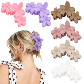 Ahoney 6PCS Flower Hair Clips for Women Strong Hold Nonslip, Big Flower Claw Clip for Thick Hair, Hawaiian Hibiscus Cute Hair Clips Beach Hair Accessories for Women Girls 08