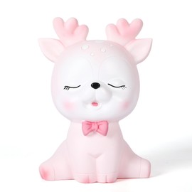 H&W Deer Piggy Bank for Kids,Unbreakable Coin Bank,Cute Money Bank for Girls,Plastic Piggy Banks,Best Birthday Gifts Home Decoration(Bowknot)