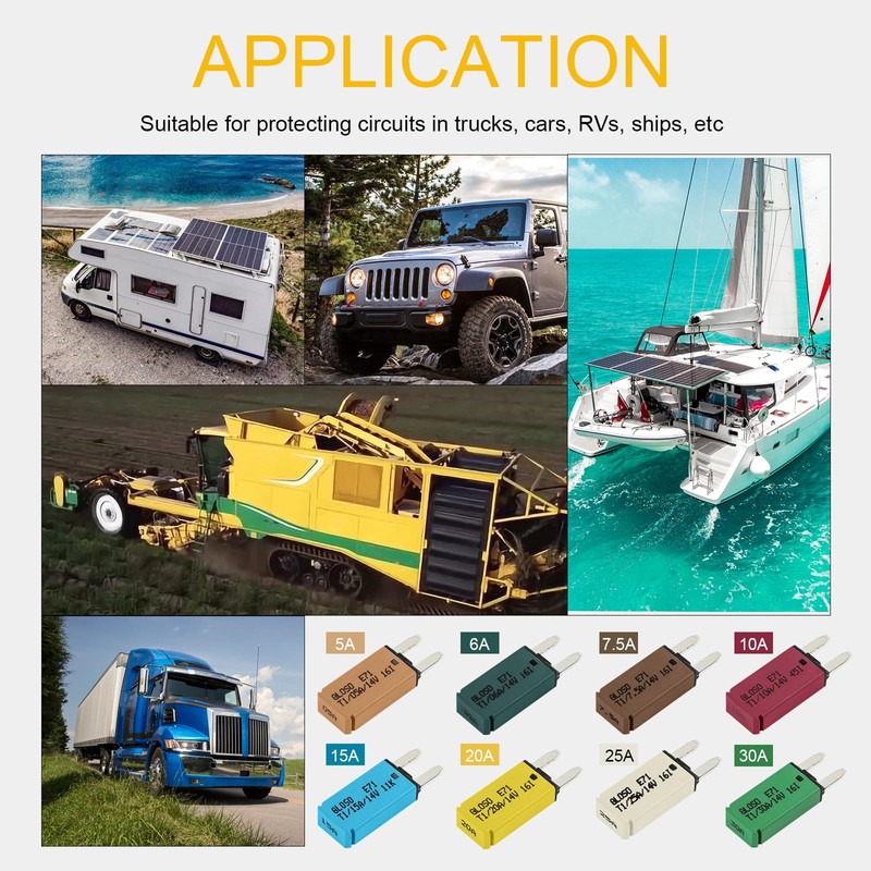 GLOSO E71 2.8mm Automatic Circuit Breaker Mini ATM 30Amp Circuit