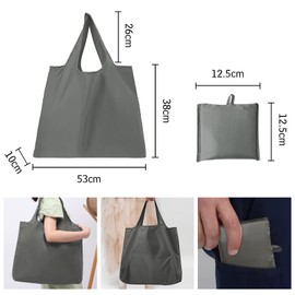 Autrucker Reusable Shopping Bag Foldable Shopping Bag Eco Waterproof Shopping Tote Bag Washable Grocery Bags for Shopping, Storage, Travel (Grey)