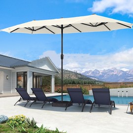 PHI VILLA 13ft Outdoor Extra Large Patio Umbrella Double-Sided Market Umbrella with Crank