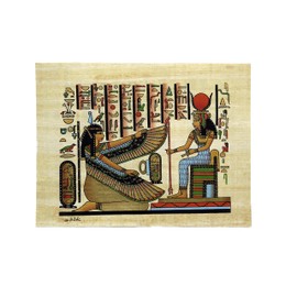 Discoveries Egyptian Imports Painted Papyrus - Ma'at and Isis - 7.75 inches by 10.75 inches
