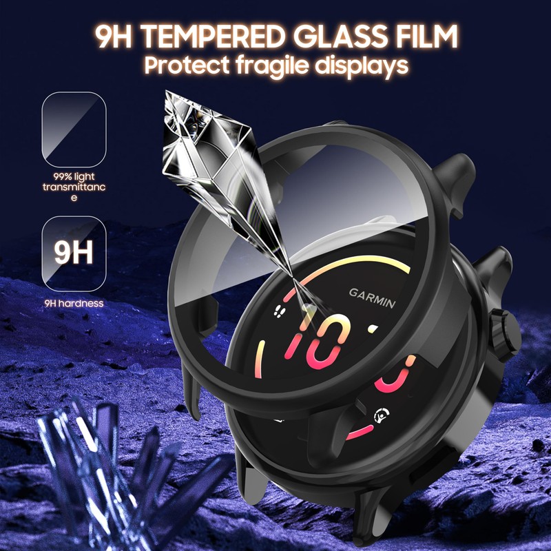 3 Pack for Garmin Vivoactive 6 Case 9H Tempered Glass