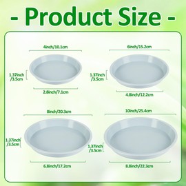 Augshy 18 Piece Plant Tray, 4/6/8/10 inches 4 Sizes Transparent Plastic Flowerpot Tray Heavy Plant Drip Tray for Gardens, Balconies and Indoors