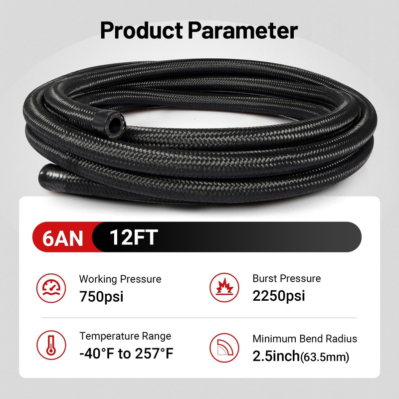EVIL ENERGY 6AN Fuel Line, AN6 Braided Fuel Hose Nylon