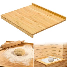 YYRZZ Reversible Pastry Board,19.68" x 16.14" Reversible Bamboo Pastry Board with Lip for Rolling Dough Wooden Cutting Baking Chopping Board Kneading Board for Counter Table Top Kitchen