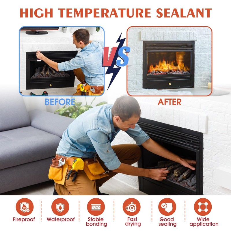 Ganbaro® 482°F High Temp Silicone Sealant, High Temperature Adhesive, Heat
