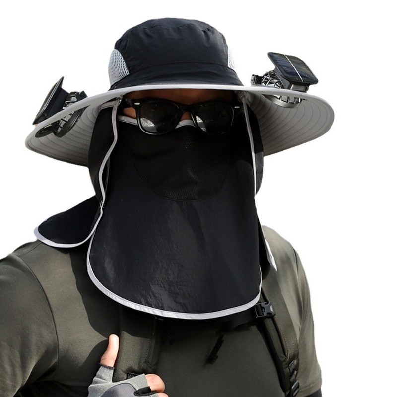 Wide Brim Solar Fan Hat Outdoor Fishing Sunscreen Quick Drying