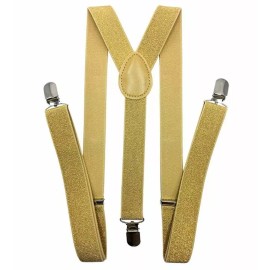 coool Metallic Bow Tie & Suspender Set Christmas Holiday Party (Gold)