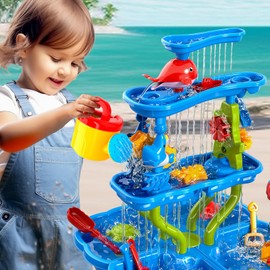EPPO Kids Water Table for Toddlers 3-5,4 -Tier Water Play Table Summer Toys,Sand and Water Table Beach Outdoor Indoor Toys
