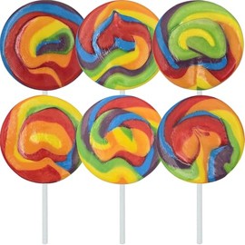 Rainbow Swirl Lollipop, Mixed Fruit Flavor, Individually Wrapped, 3" Inch Sucker (24-Pack)