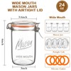 Jeitae 24oz Wide Mouth Mason Jars – 4 Pack Glass