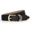 JASGOOD Women Leather Belt with Gold Buckle Ladies Faux Leather