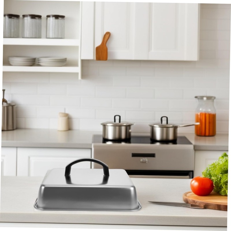 Toddmomy Stainless Steel Rectangular Basting Cover Lid Heat Resistant Cheese