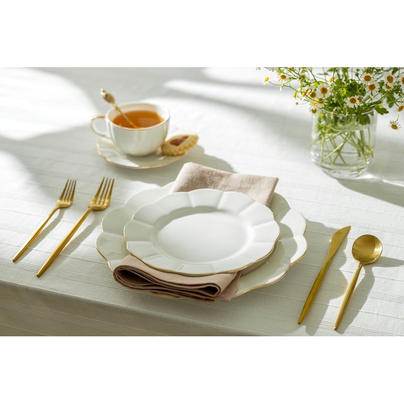 Grace's Teaware Grace Teaware 8" White Gold Scallop Fine Porcelain