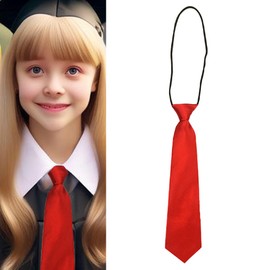 Sdopbinbin Red Zipper Necktie for Boys & Girls, School Uniform, Party, Wedding, Formal, Adjustable, 4-14 Years