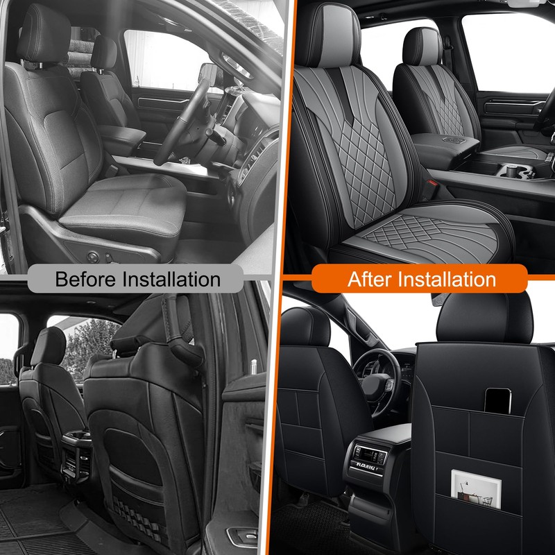 RAWAKORW Seat Covers Fit for Dodge RAM1500 2500 3500 2002-2023