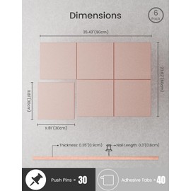 Large Cork Board Alternative - Slat Wall Paneling, Felt Bulletin Board Tiles for Office Decor, Push pin Board Office Wall Organizer -6-Pack-Coral