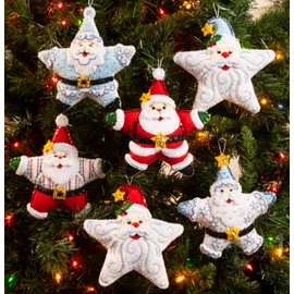 Bucilla, Star of The Show, Felt Applique 6 Piece Ornament Making Kit, Perfect for DIY Arts and Crafts, 89574E