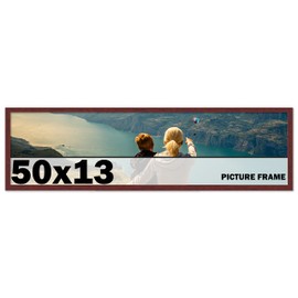 CountryArtHouse 50x13 Frame Brown Mahogany Picture Frame - Solid Wood Frame Kit Includes UV Acrylic Plexiglass, Acid Free Foam Backing Board and Hanging Hardware