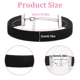 JJUNW Black Choker, Velvet Necklace for Women, Classic Plain Gothic Choker, Women's Adjustable Gothic Necklace for Women, Birthday, Party, Cosplay, Velvet, zinc alloy, No Gemstone