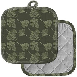 [Pack of 2] Pot Holders for Kitchen, Washable Heat Resistant Pot Holders, Hot Pads, Trivet for Cooking and Baking (Gingko Leaves)