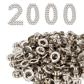 Pikwo 1/4” Size #0 Grommets & Washers Kit Leather Bags Signs Poster Eyelet 2000 Pack Silver