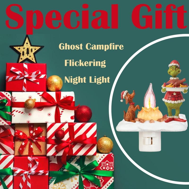 CocCCoon Ghost Campfire Flickering Night Light,Xmas Nightlight Indoor Decorations for