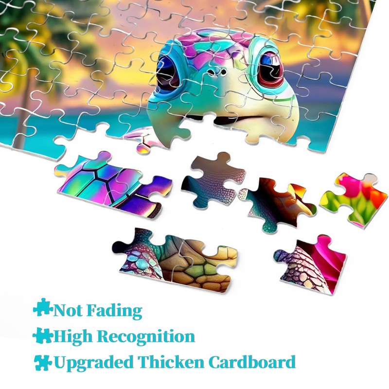 Rainbow Turtle Puzzles for Adults 1000 Pieces, PICKFORU Summer Turtle