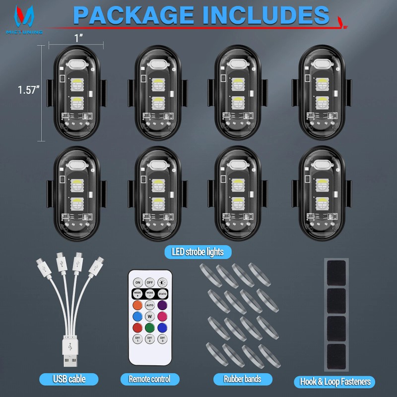 MICTUNING High Brightness Wireless LED Strobe Light 8 Colors Rechargeable
